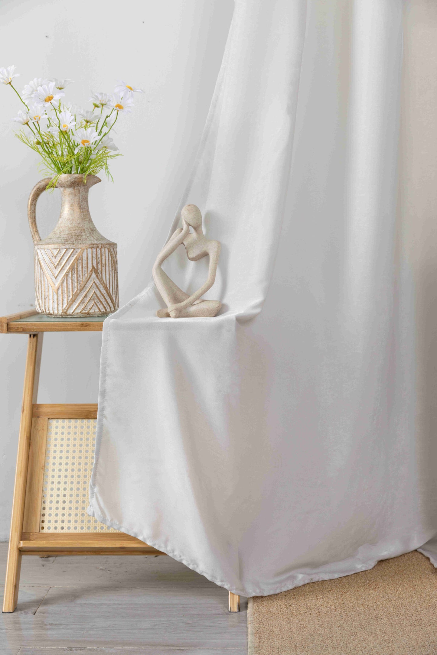 Βελούρ Σατέν Κουρτίνα Εκρού Σκίασης Με Κρίκο Υ290xΦ140cm AD6341-20