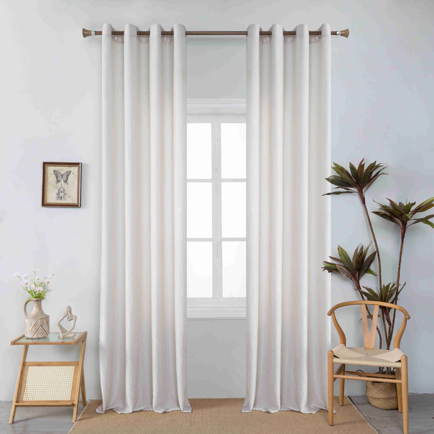 Βελούρ Σατέν Κουρτίνα Εκρού Σκίασης Με Κρίκο Υ290xΦ140cm AD6341-20