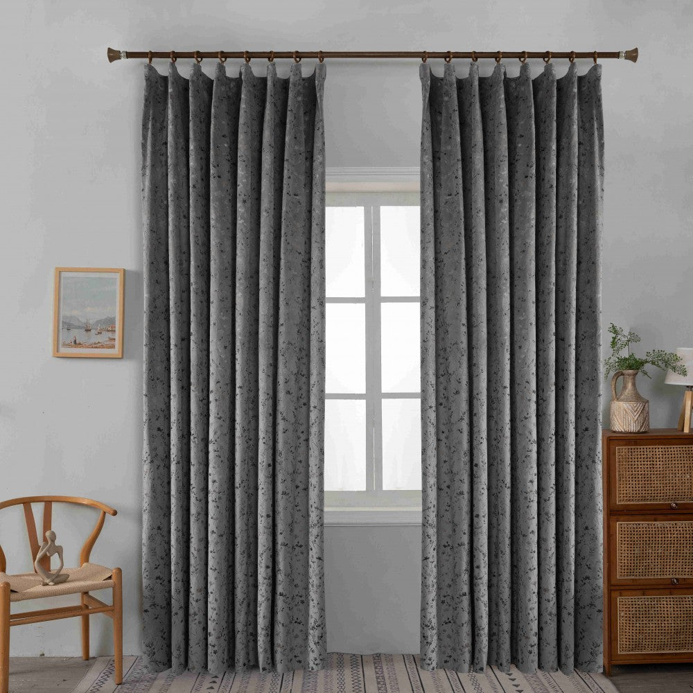 Κουρτίνα Βελούδινη Με Τρέσα (270*275) Γκρί – 6032-2