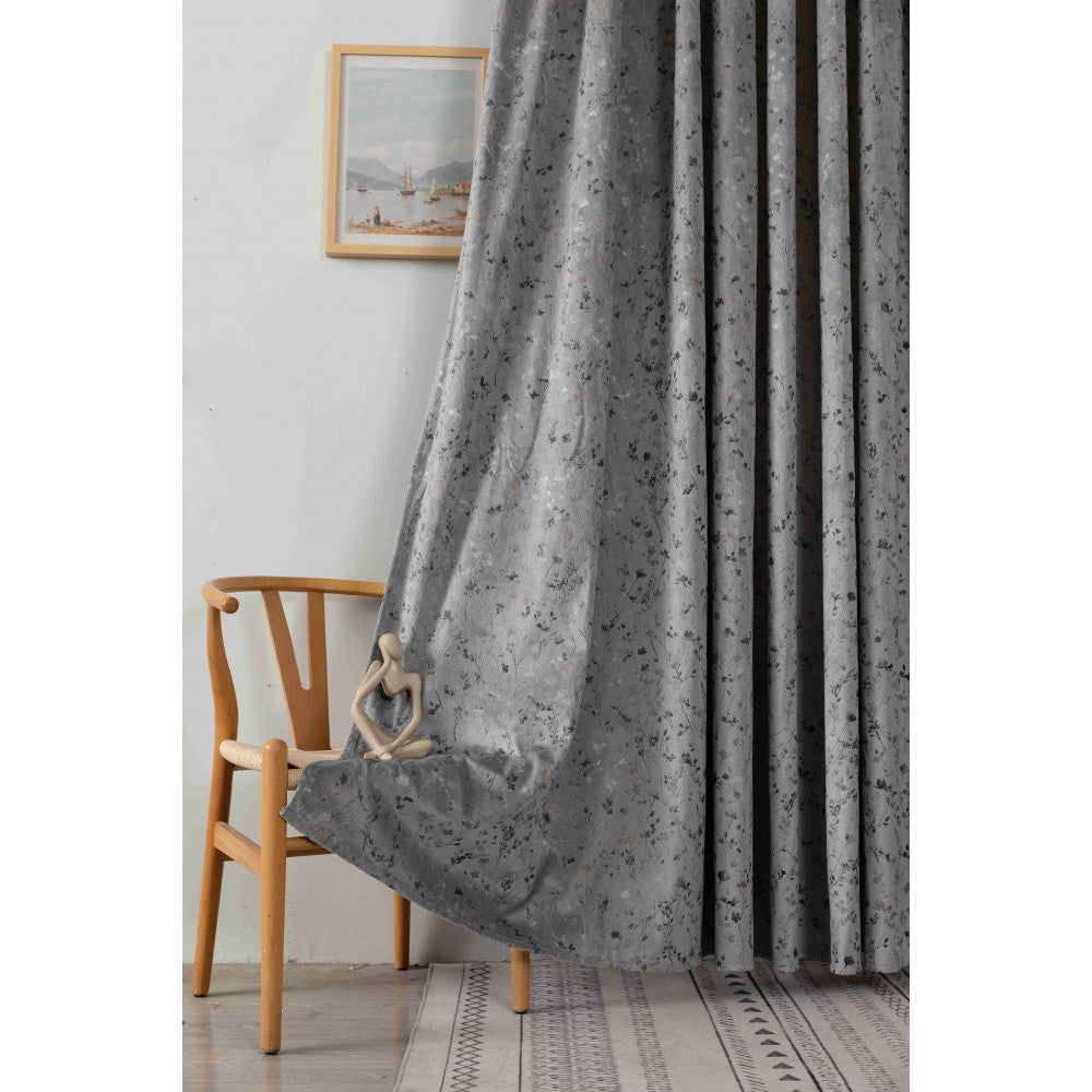 Κουρτίνα Βελούδινη Με Τρέσα (270*275) Γκρί – 6032-2