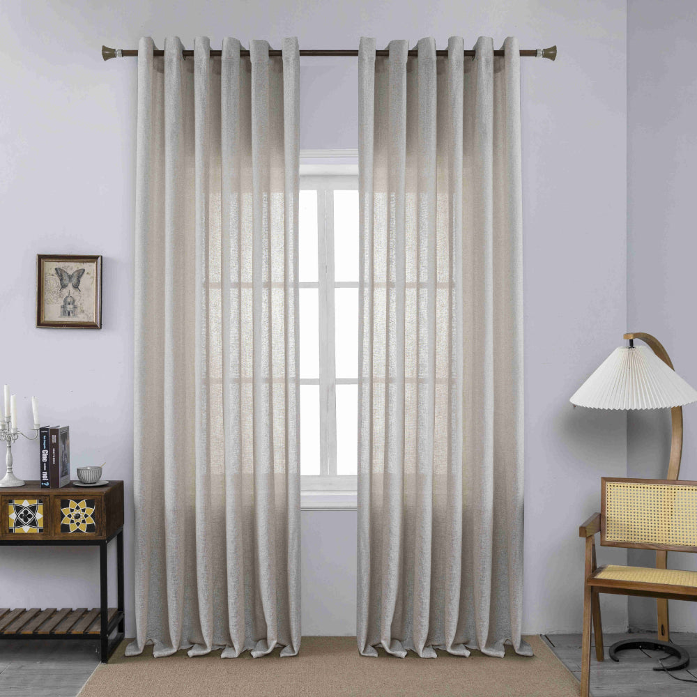 Κουρτίνα Σκίασης Χοντρό Λινό Μπέζ με Κρίκο Υ275xΦ270cm A6046-8