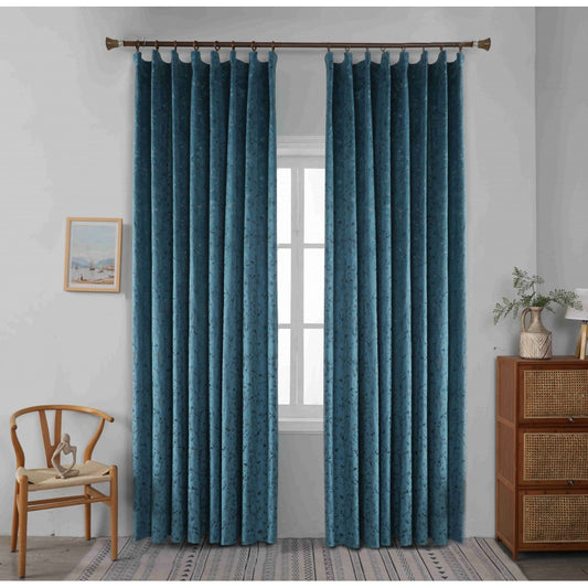 Κουρτίνα Βελούδινη Με Τρέσα (270*275) Πετρόλ -6032-5