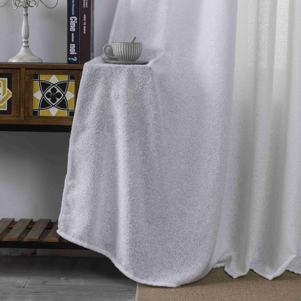 Κουρτίνα Σκίασης Χοντρό Λινό Λευκή με Κρίκο Υ275xΦ270cm A6046-12