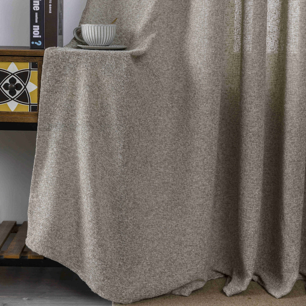 Κουρτίνα Σκίασης Χοντρό Λινό Μόκα με Κρίκο Υ275xΦ270cm A6046-4